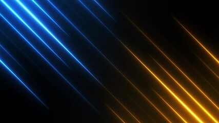 Canvas Print - abstract technology background with blue and golden neon rays. versus animation template. bright spl