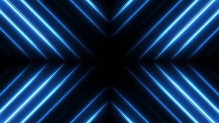 Poster - Abstract techno background with blue neon lights. Striped texture in cross shape for innovation concept. Seamless loop.