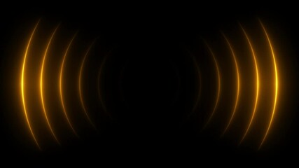 Poster - Award background with golden waves come from center. Night party bright neon lights for holiday concept. Seamless loop.