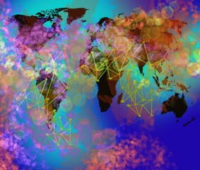 Wall Mural - Neural network design of lines and dots connecting intraneural worldwide gloabla technology background
abstract design AI intellegence science creative art