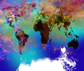 Wall Mural - Neural network design of lines and dots connecting intraneural worldwide gloabla technology background
abstract design AI intellegence science creative art