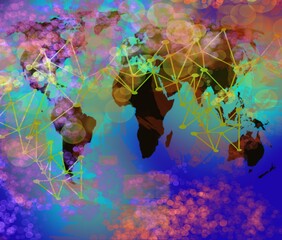 Wall Mural - Neural network design of lines and dots connecting intraneural worldwide gloabla technology background
abstract design AI intellegence science creative art