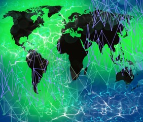 Wall Mural - Neural network design of lines and dots connecting intraneural worldwide gloabla technology background
abstract design AI intellegence science creative art