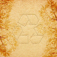 Wall Mural - Recycle symbol on Rough paper recycle sheet texture background