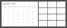 Calendar 2021 Week Start Monday Corporate Design Planner Template.