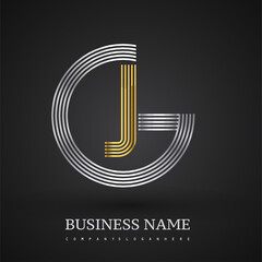 Letter JG logo design circle G shape. Elegant silver and gold colored, symbol for your business name or company identity.