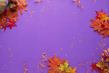 Autumn Halloween Decoration Purple Background