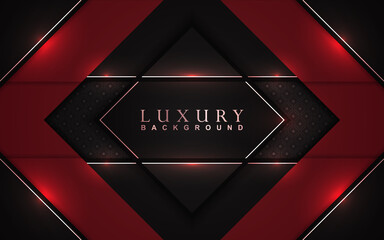 Poster - Luxury background design with red, black golden element decoration. Elegant shape vector layout template illustration for use cover magazine, poster, flyer, invitation, product packaging, banner party