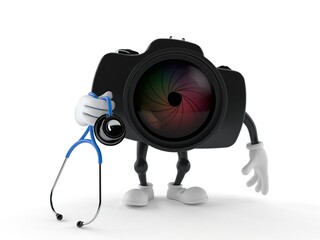 Canvas Print - Camera character holding stethoscope