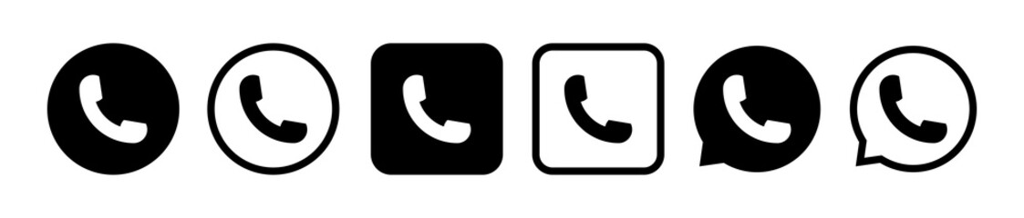 Canvas Print - phone icon vector. call icons set. round and square black button isolated on white background. vecto