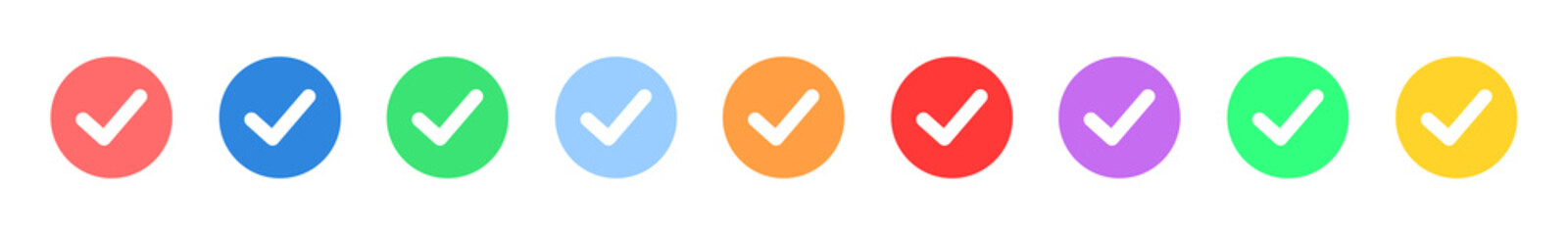 Poster - set check marks of simple web buttons. colored buttons with checkmark icon. vector illustration eps 