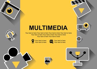 Poster - Multimedia banner with flat design style