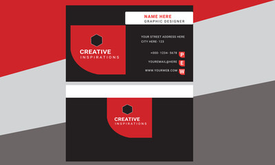 Wall Mural - Modern black and red creative corporate business card design template.