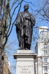 William Pitt the younger statue erected in Hanover Square in 1831 a British prime minister of the Georgian period which is a popular travel destination tourist landmark