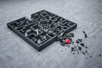 Aufkleber - Red ball breaks black labyrinth.