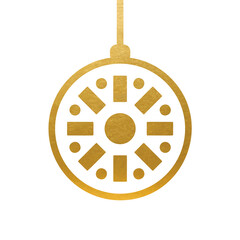 Sticker - Beautiful Golden Christmas Ball for Winter Decoration