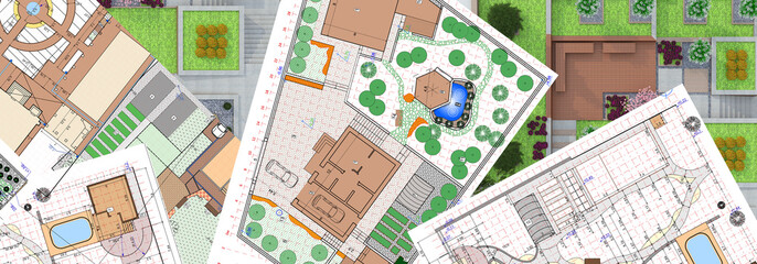 Illustration of garden plots plans.