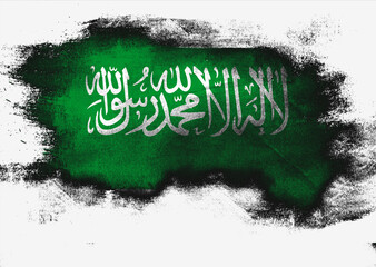 Saudi Arabia flag painted with brush