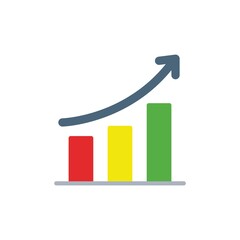 Poster - growing bar graph icon vector sign symbol. Flat design style modern vector illustration for web design and mobile concept.