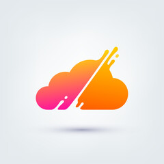 Sticker - Vector illustration, abstract liquid shape of a cloud, logo design