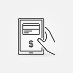Poster - Tablet with Online Banking in Hand vector concept icon or sign in outline style