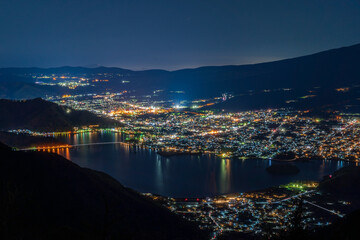 Wall Mural - Fuji with night view of the city