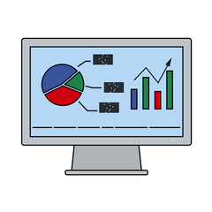 Wall Mural - Monitor With Analytics Diagram Icon