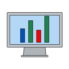 Canvas Print - Monitor With Analytics Diagram Icon