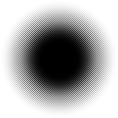 Aufkleber - Spherical distortion halftone dots element. Orb, ball deform on bulge, bump speckles, polka-dots and screentone.Pointillist, pointillism abstract geometric circle element, pattern.Curve,camber FX