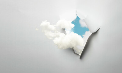 Wall Mural - Sky clouds through the hole