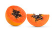 sliced ripe papaya with seed on with background