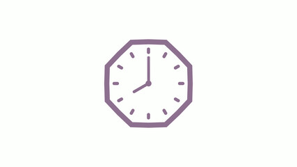 New pink gray counting down 12 hours clock icon on white background,clock icon