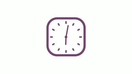 12 hours pink dark square clock icon on white background,clock isolated