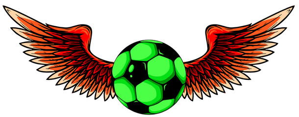 Poster - football ball with wings emblem soccer design vector