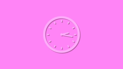 Amazing circle 12 hours clock isolated on pink background,clock icon