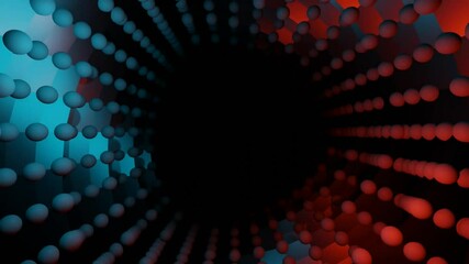 Wall Mural - 4k video of the abstract dark colorful tunnel with bubble texture in space. energy force fields tunn