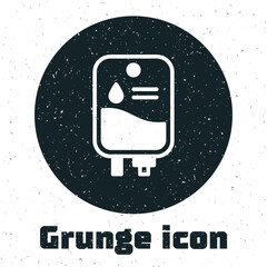 Sticker - Grunge IV bag icon isolated on white background. Blood bag. Donate blood concept. The concept of treatment and therapy, chemotherapy. Monochrome vintage drawing. Vector.