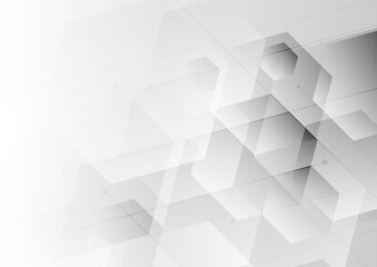 Poster - abstract background white and gray hexagon with diagonal line