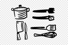Hand Draw Of Kitchen Set.
