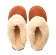 © New Africa - Stylish soft slippers on white background, top view