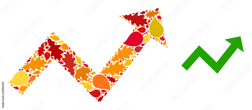 Trend up Arrow mosaic icon constructed for fall season. Vector trend up ...
