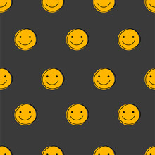 Funny Faces With Smiles Seamless Pattern For April Fools Day