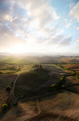 Wall Mural - vertical panorama of countryside in tuscany, italy