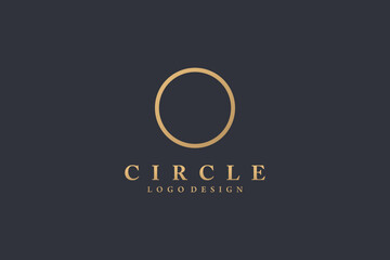 Poster - Simple Circle Logo. Gold Circle Line Initial Letter O isolated on Black Background. Usable for Business and Branding Logos. Flat Vector Logo Design Template Element.