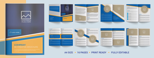 Wall Mural - 16 pages corporate brochure template layout design. it's also compatible with bifold, catalog, bookl