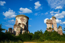 The Ruins Of The Tower Of The Collapsed Castle Chervonohorod Above The Landscaped Park Valley Of The Dniester River In Ukraine	