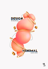 Poster - Modern minimal design with realistic 3d render objects. Abstract background. Art trend poster. Pink soft orb. Vector illustration