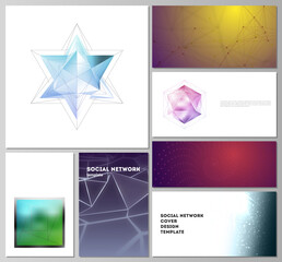 Poster - The minimalistic abstract vector layouts of modern social network mockups in popular formats. 3d polygonal geometric modern design abstract background. Science or technology vector illustration.