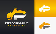 Excavator Letter P Logo