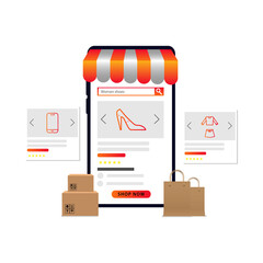 Poster - Women shopping e commerce illustration design vector